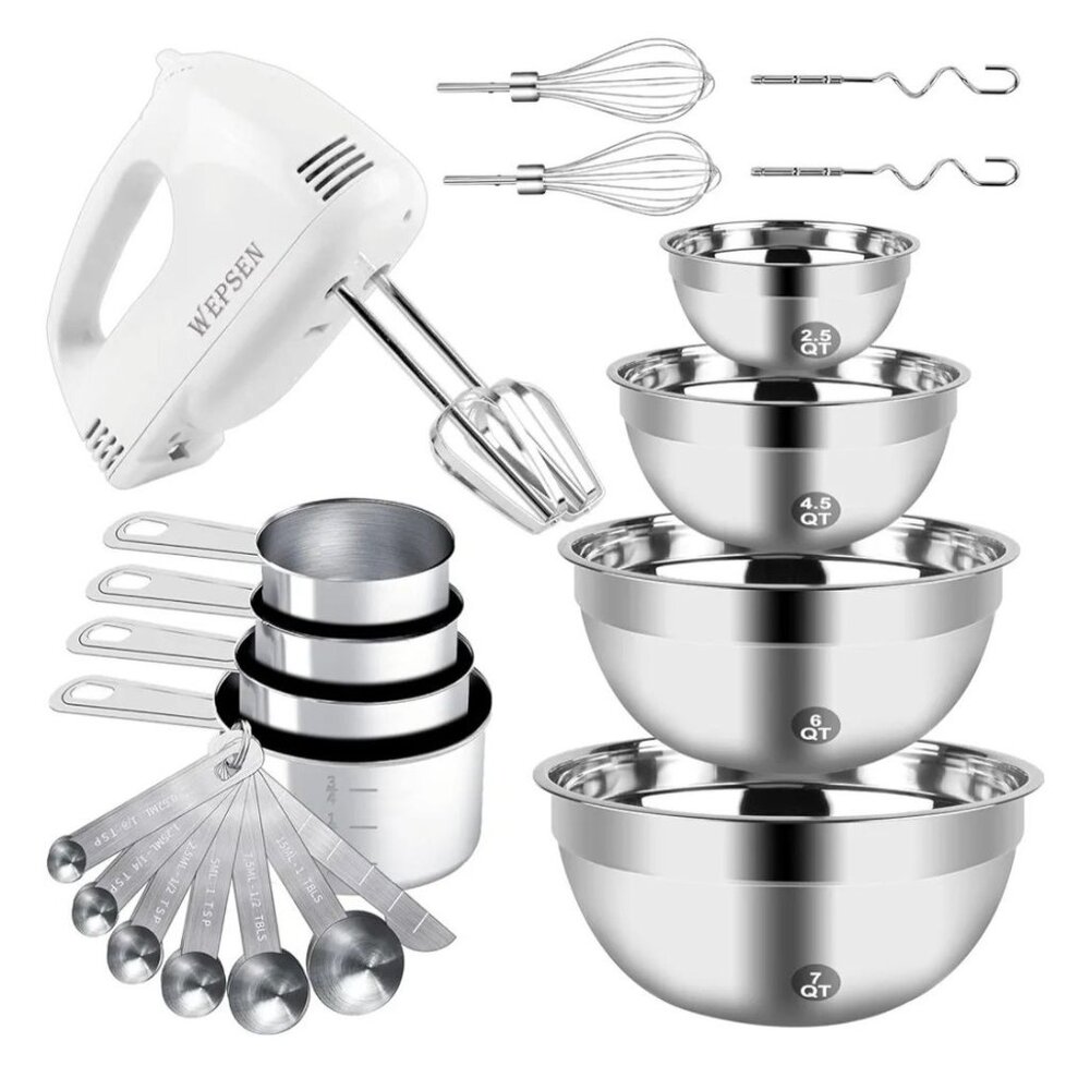 Premium Hand Mixer Electric Mixing Bowls Set